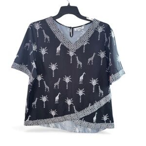 Serengeti Black and White Safari Print Blouse size 1X